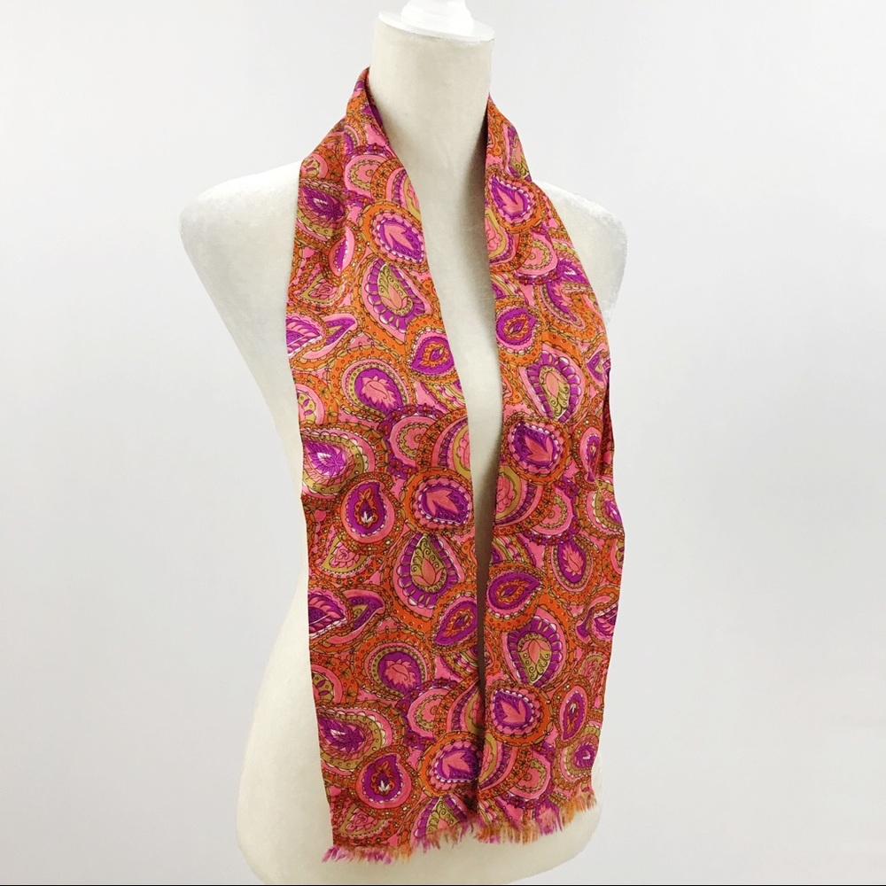 Vintage 1970s Pink Paisley Retro Neck Scarf Band